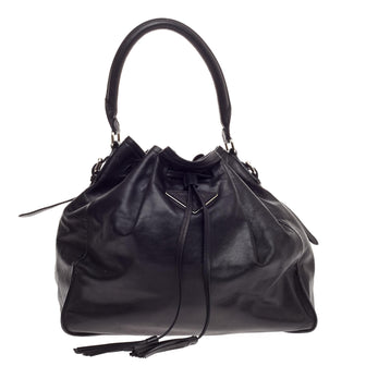 Prada Drawstring Bucket Bag Leather Large