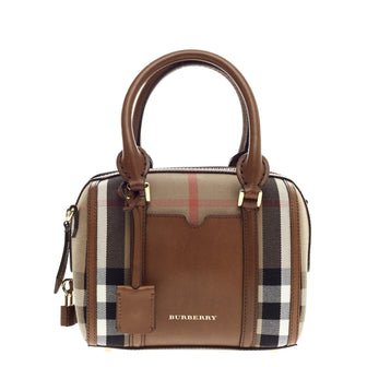 Burberry Alchester Convertible Satchel House Check and Leather Small