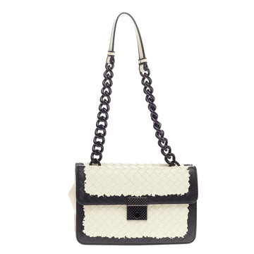 Bottega Veneta Glass Shoulder Bag Intrecciato Nappa and Snakeskin Small