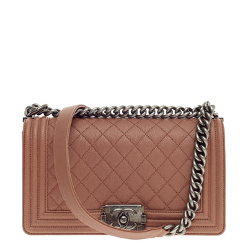 Chanel Boy Flap Quilted Caviar Old Medium