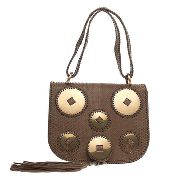 Salvatore Ferragamo Tassel Disc Flap Shoulder Bag Python