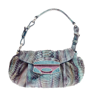 Prada Pushlock Shoulder Bag Python with Alligator Medium