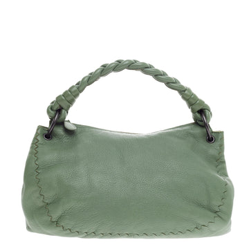 Bottega Veneta Braided Handle Zip Hobo Leather Small