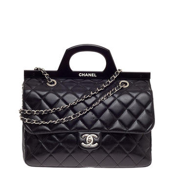 Chanel CC Delivery Tote Quilted Glazed Calfskin Small