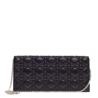 Christian Dior Lady Dior Chain Convertible Clutch Cannage Quilt Leather Long