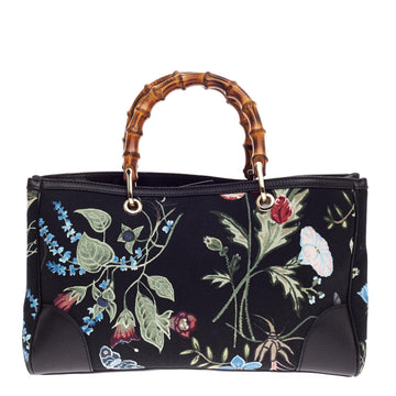 Gucci Bamboo Shopper Tote Flora Knight Canvas Medium
