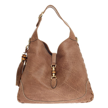 Gucci New Jackie Distressed Pebbled Leather Large