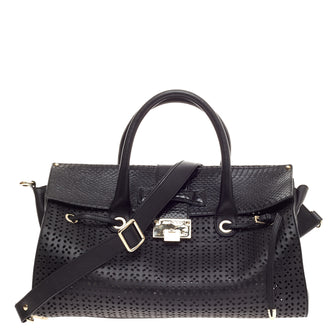Jimmy Choo Rosalie Convertible Satchel Perforated Leather with Python Large