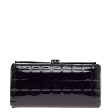 Chanel Chocolate Bar Frame Clutch Quilted Patent