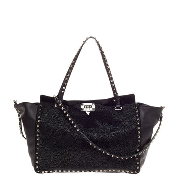 Valentino Rockstud Tote Leather and Crystal Medium