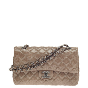 Chanel Classic Double Flap Quilted Crinkled Patent Medium