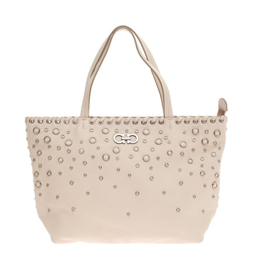 Salvatore Ferragamo Bice Tote Grommet Embellished Leather