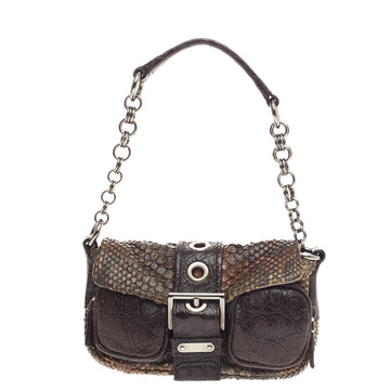 Prada Buckle Shoulder Bag Crocodile and Python Small