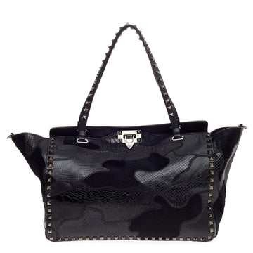Valentino Rockstud Tote Leather and Exotics Medium