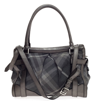 Burberry Banner Convertible Tote Leather and House Check Canvas Medium