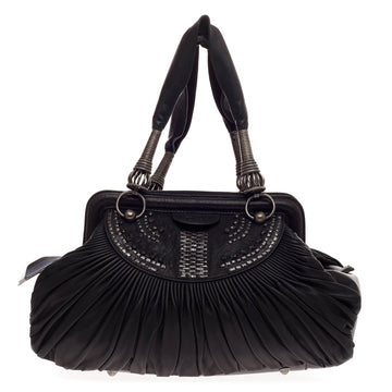 Christian Dior Plisse Frame Bag Pleated Leather Large