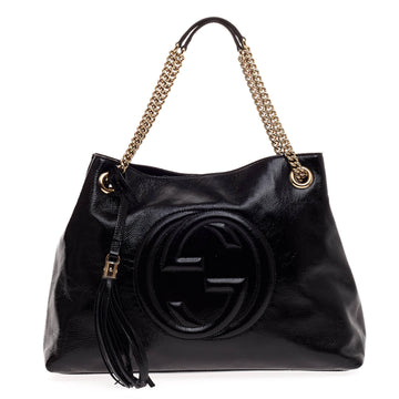 Gucci Soho Shoulder Bag Chain Strap Patent Medium