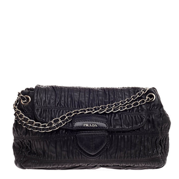Prada Gaufre Chain Flap Shoulder Bag Nappa Leather Medium