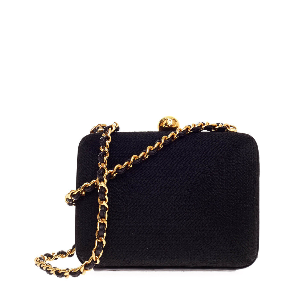 Buy Chanel Vintage Chain Minaudiere Corded Nylon Small Black 573317