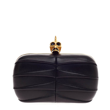 Alexander McQueen Skull Box Clutch Pleated Leather Small