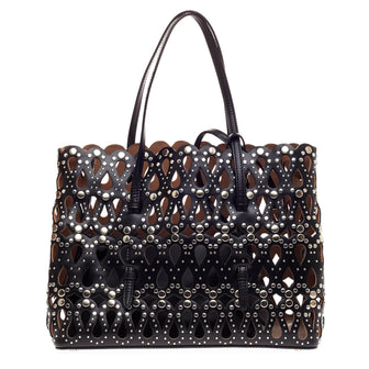 Alaia Studded Open Tote Laser Cut Leather Large