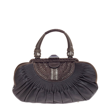 Christian Dior Plisse Frame Bag Pleated Leather Medium