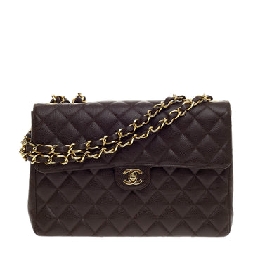 Chanel Vintage Classic Single Flap Quilted Caviar