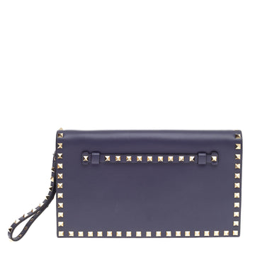 Valentino Rockstud Flap Clutch Leather