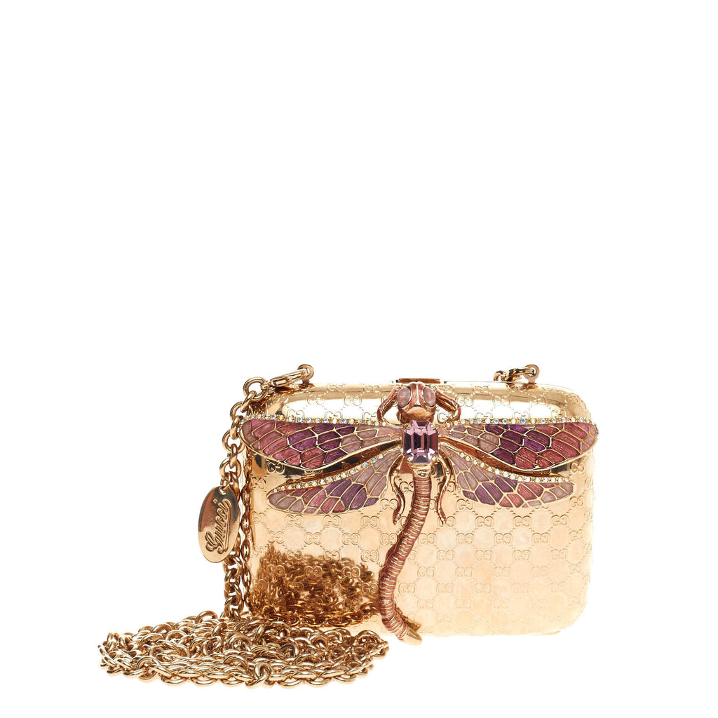 Buy Gucci Dragonfly Minaudiere Microguccissima Metal Gold 573303