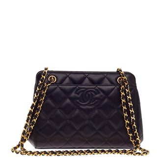 Chanel Vintage CC Zip Pocket Shoulder Bag Quilted Leather Small
