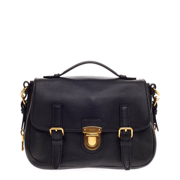 Prada Push Lock Flap Messenger Vitello Daino Small