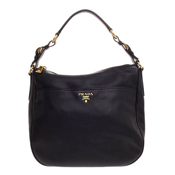 Prada Zip Pocket Hobo Vitello Daino Large