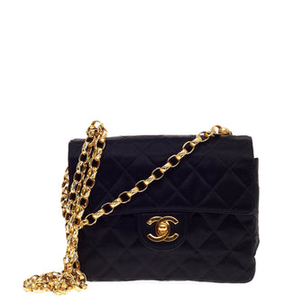 Chanel Vintage Square Classic Single Flap Quilted Satin Mini