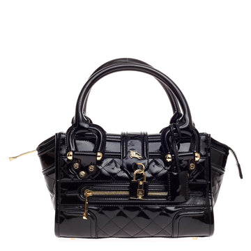 Burberry Manor Bag Quilted Patent Mini