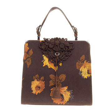 Prada Frame Handle Bag Printed Canvas Medium