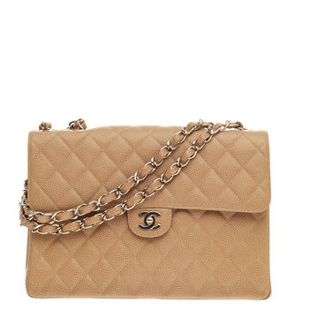 Chanel Vintage Classic Single Flap Quilted Caviar Maxi