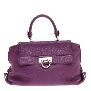 Salvatore Ferragamo Sofia Satchel Pebbled Leather Medium