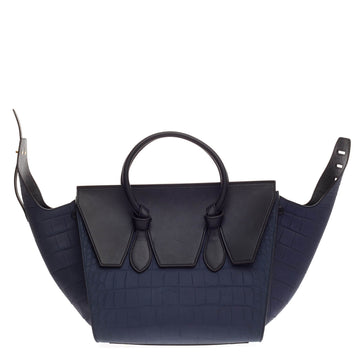 Celine Tie Tote Crocodile Embossed Nubuck Small