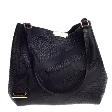 Burberry Canterbury Tote Embossed Check Leather Small