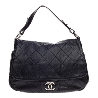 Chanel On the Road Flap Quilted Leather Large