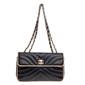 Chanel Vintage Two Tone Flap Chevron Lambskin Small
