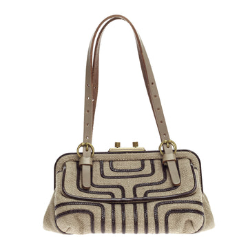 Bottega Veneta Frame Shoulder Bag Canvas with Leather Medium