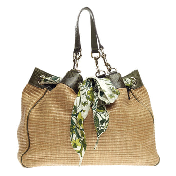 Gucci Positano Tote Raffia with Snakeskin Large