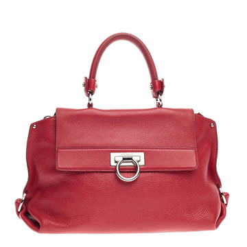 Salvatore Ferragamo Sofia Satchel Pebbled Leather Medium