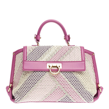 Salvatore Ferragamo Sofia Satchel Woven Leather Medium