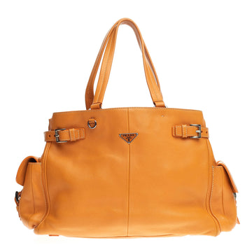 Prada Side Pocket Belt Tote Vitello Daino Large