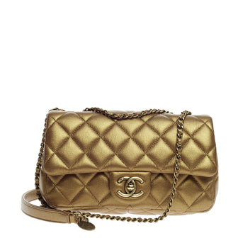 Chanel Eyelet Flap Bag Quilted Iridescent Goatskin Small