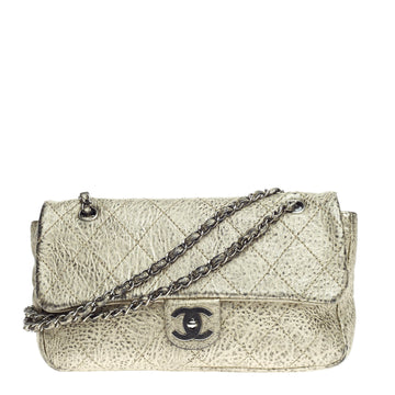 Chanel Le Marais Classic Flap Bag Quilted Distressed Metallic Leather Jumbo