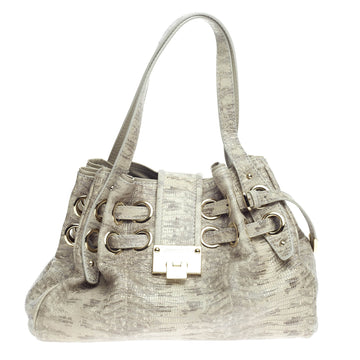 Jimmy Choo Riki Hobo Lizard Embossed Patent