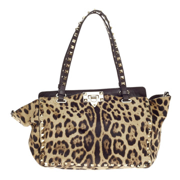 Valentino Rockstud Tote Cavallino Calf Hair Small